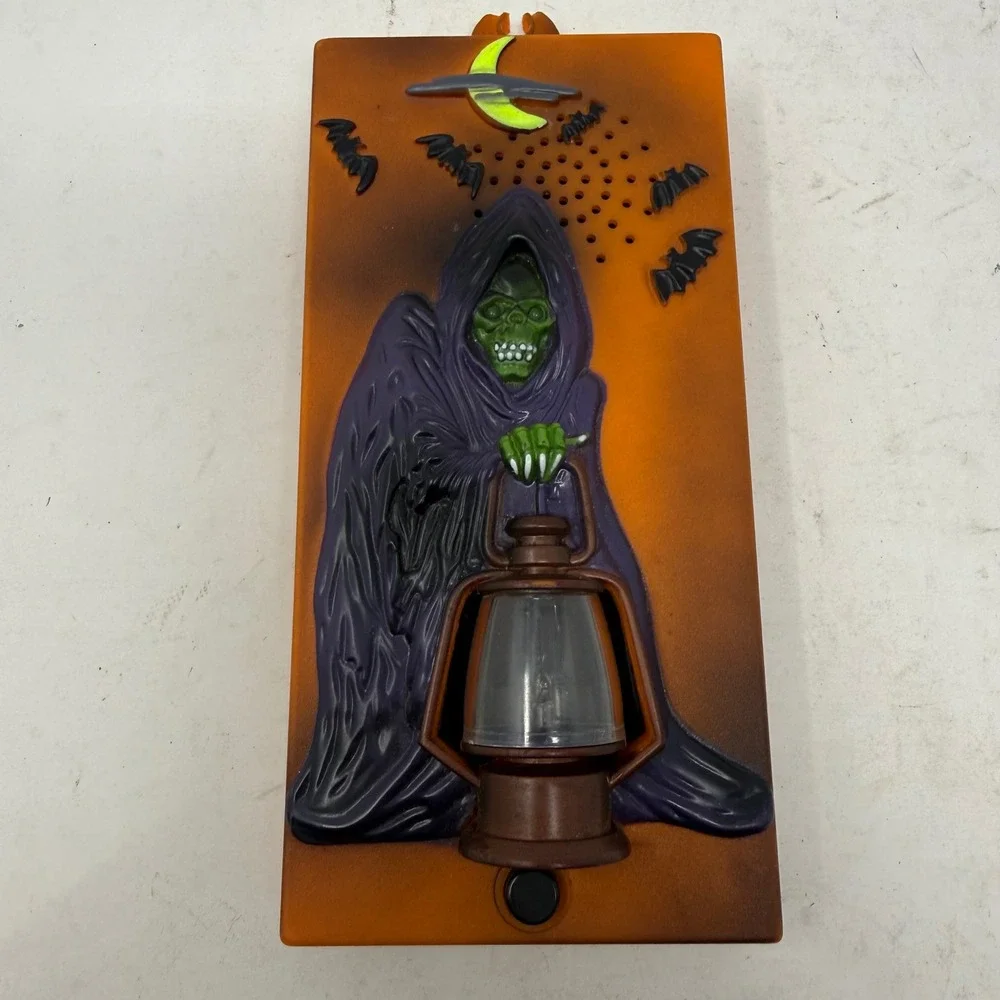 Vintage 1995 Toy State Halloween Grim Reaper Lantern Spooky Sound Wall Plaque